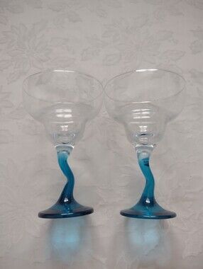 Martini Margarita  Glass Z Stem Blue Color Crystal